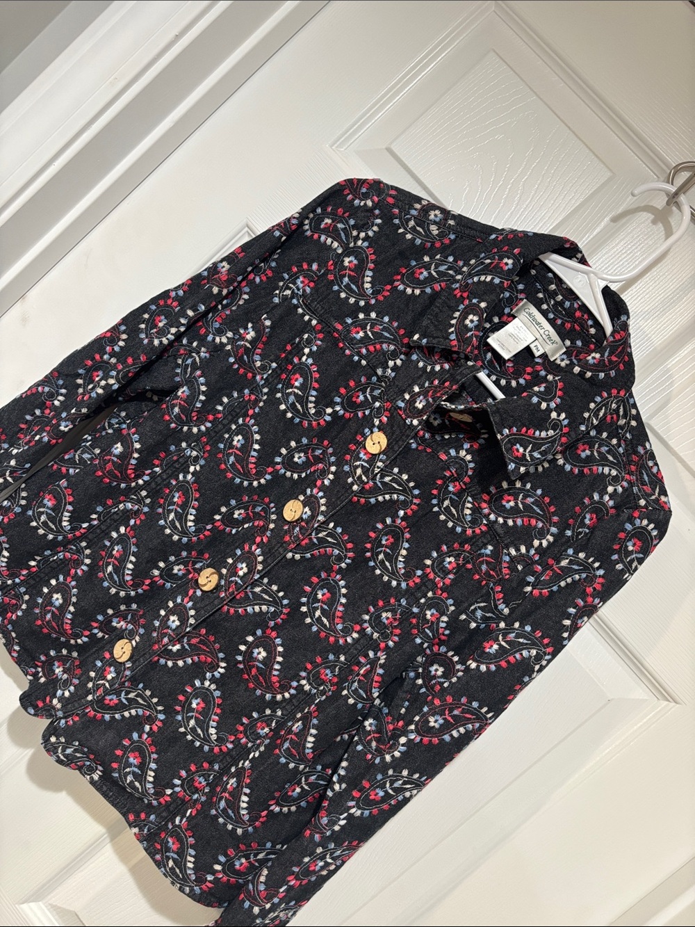 COLDWATER CREEK Paisley Button Front Shirt/Jacket-Petite Medium
